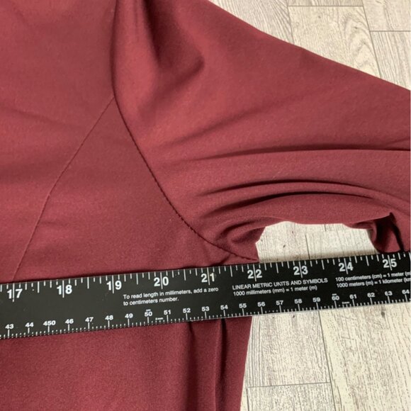 Fentar Empire Waist Drape Tie Dress Plus Sz 2XL Maroon Midi Flattering 3/4 Sleev - Picture 10 of 14
